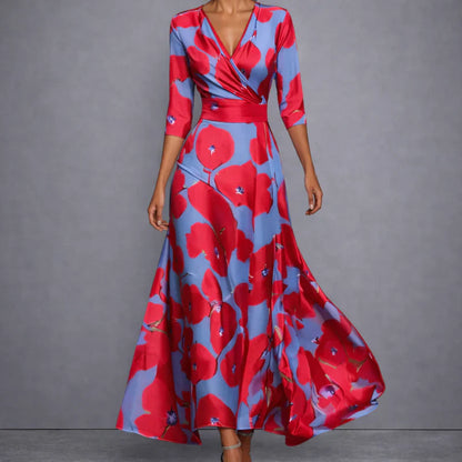Eleonore| Robe maxi fleurie sculptante pour femme