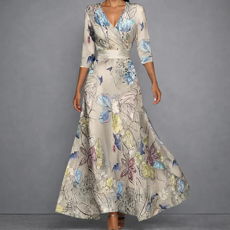 Eleonore| Robe maxi fleurie sculptante pour femme