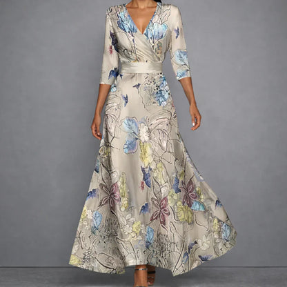 Eleonore| Robe maxi fleurie sculptante pour femme