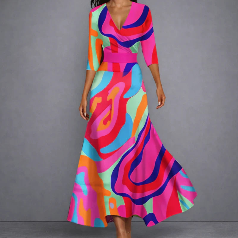 Eleonore| Robe maxi fleurie sculptante pour femme