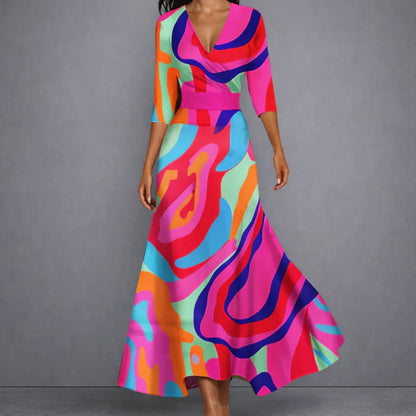 Eleonore| Robe maxi fleurie sculptante pour femme