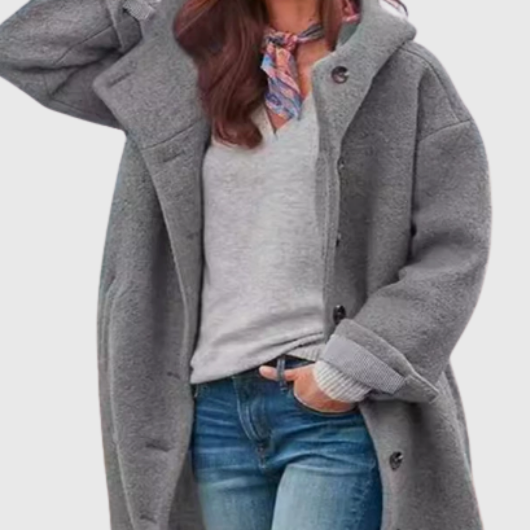 Manteau Oversized pour Femmes avec Fermeture Boutonnée et Poches Latérales