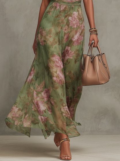 Angelique | Robe maxi fleurie élégante en mousseline