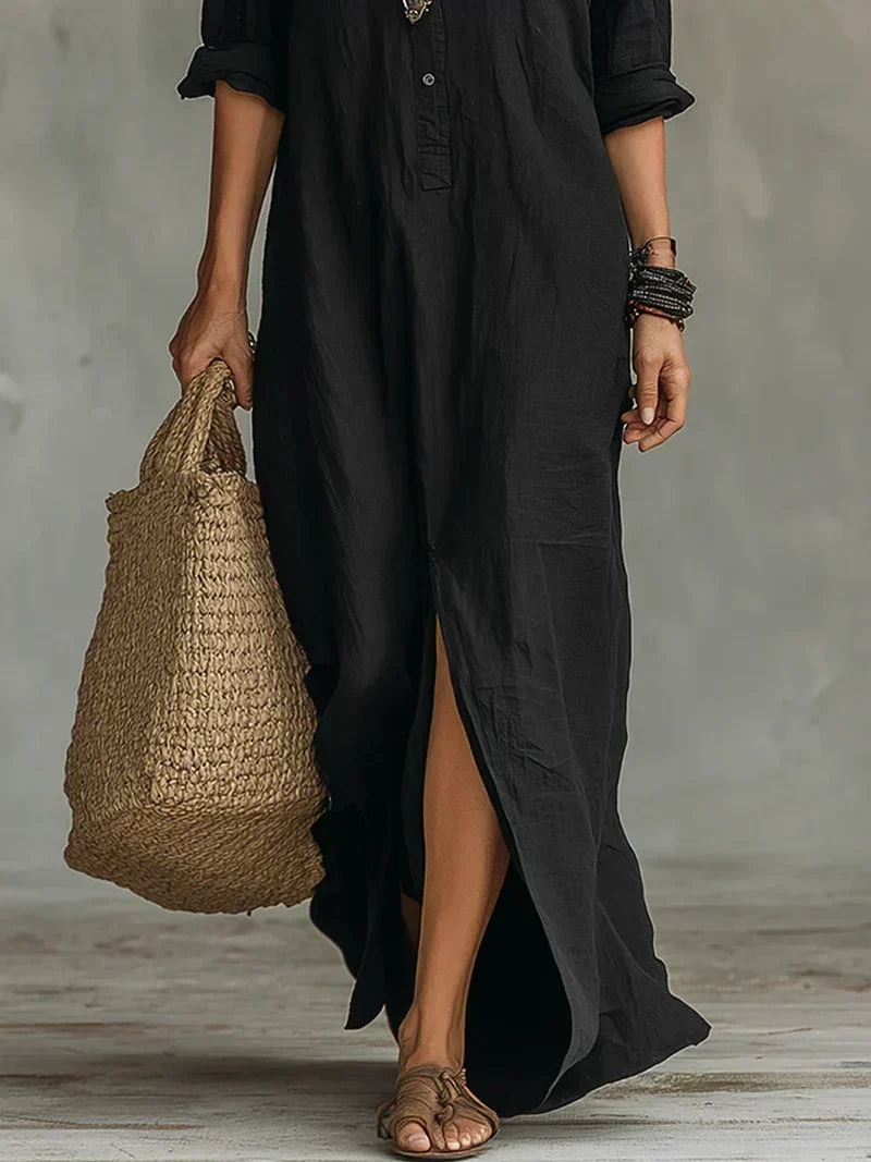 Robe Céline — robe maxi à coupe ample avec boutons