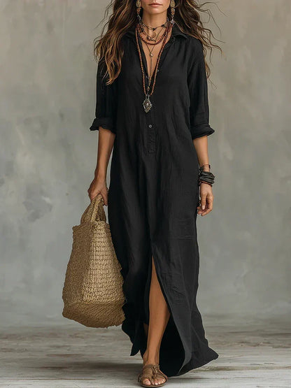 Robe Céline — robe maxi à coupe ample avec boutons