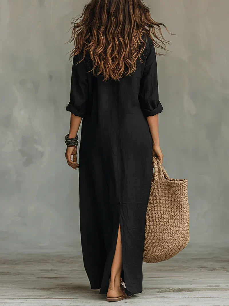 Robe Céline — robe maxi à coupe ample avec boutons