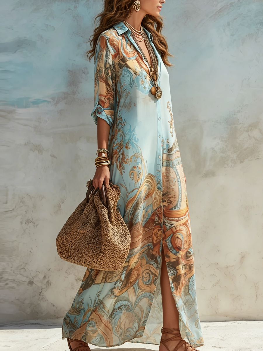 Paulette | Robe chemise méditerranéenne