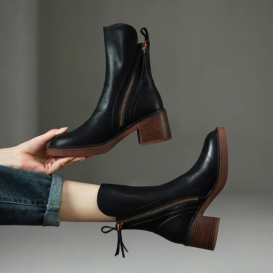 Garciel | Bottines élégantes à talon bloc et fermeture zippée