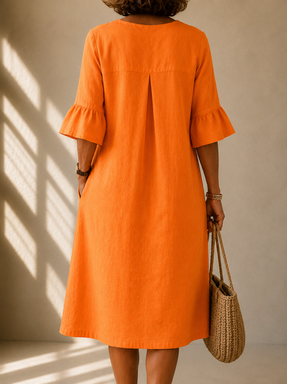 Michèle | Robe boutonnée col V