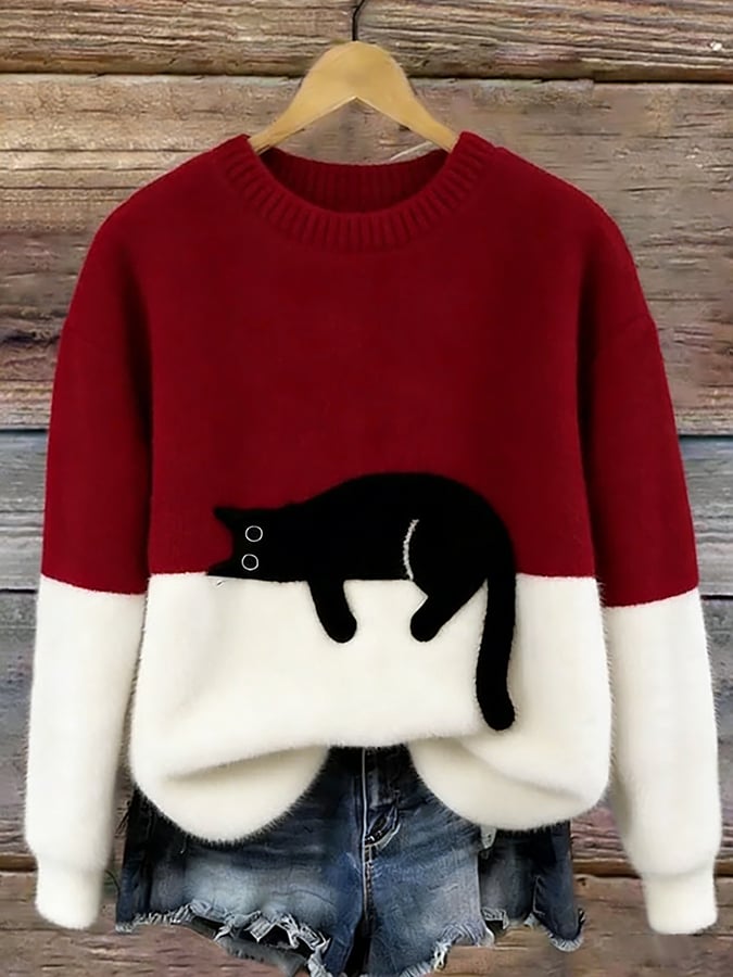 Christine | Pull oversize à imprimé chat