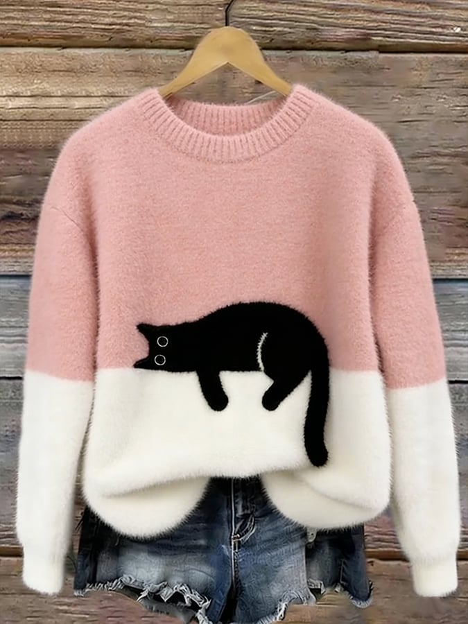 Christine | Pull oversize à imprimé chat