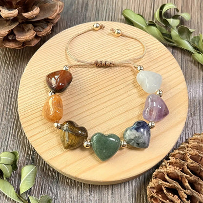 Bracelet Tressé Cœurs Colorés
