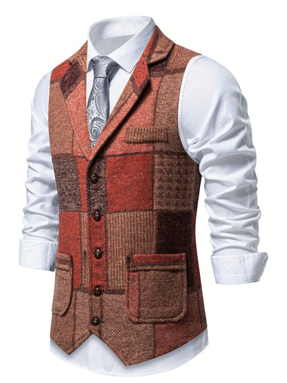 Laurent | Gilet en Tweed à Motif Chevron pour Homme