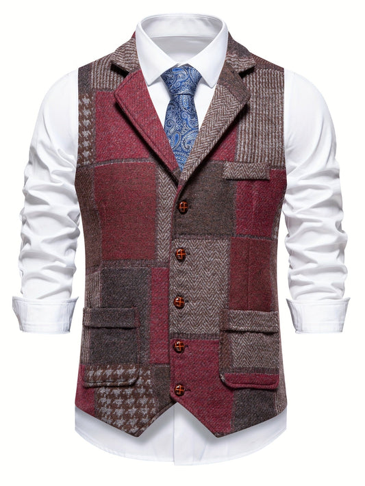 Laurent | Gilet en Tweed à Motif Chevron pour Homme