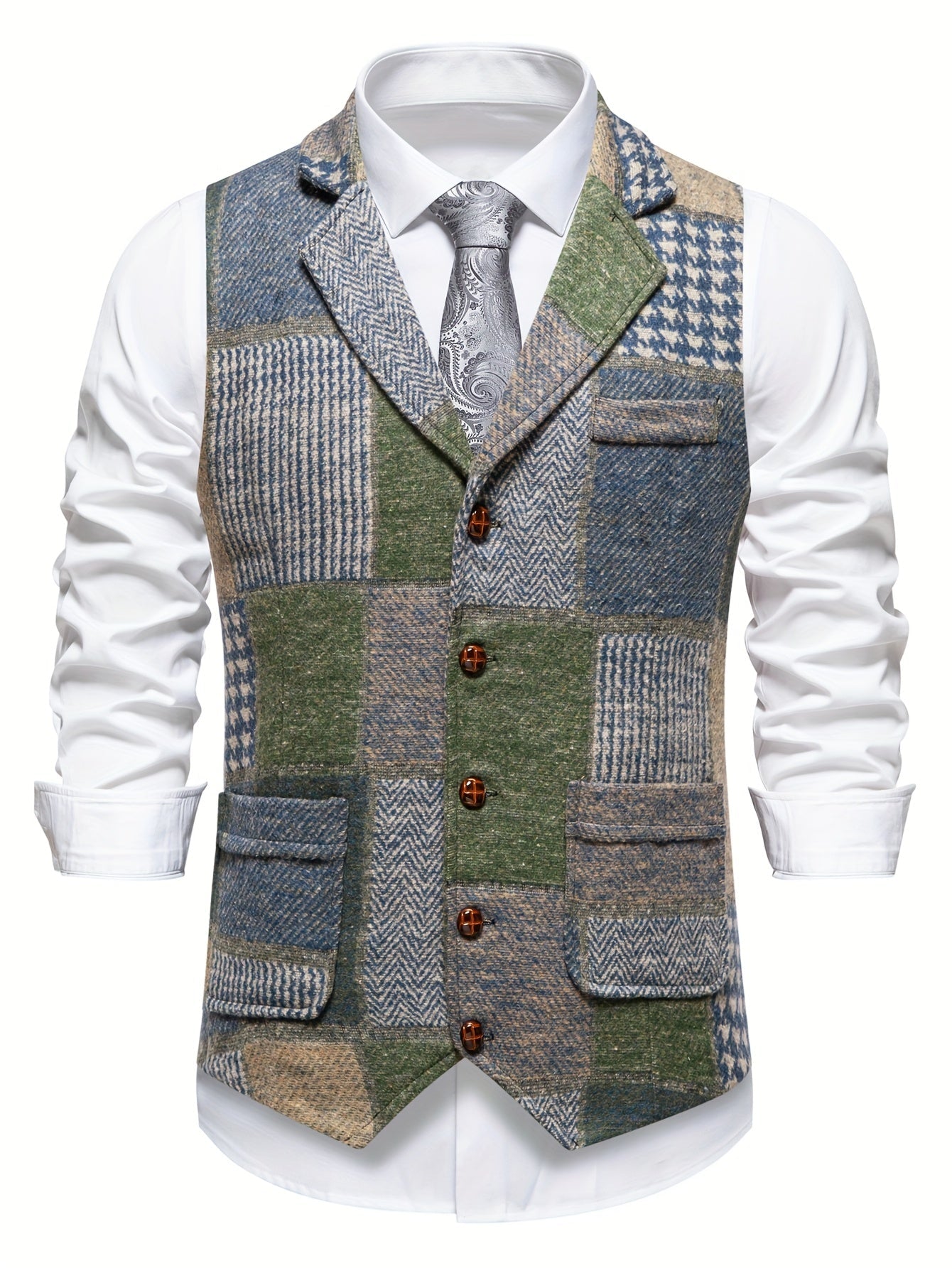 Laurent | Gilet en Tweed à Motif Chevron pour Homme