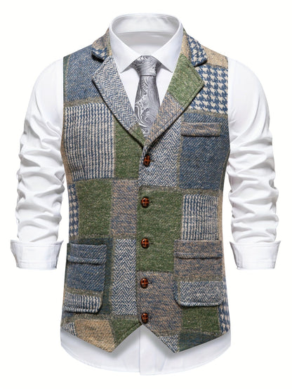 Laurent | Gilet en Tweed à Motif Chevron pour Homme