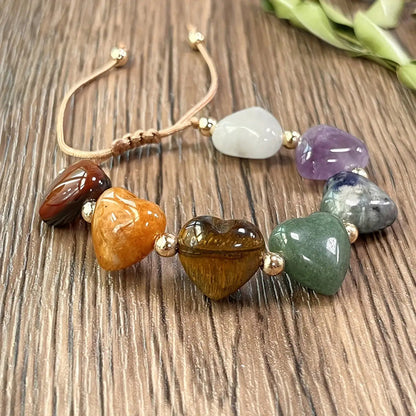 Bracelet Tressé Cœurs Colorés