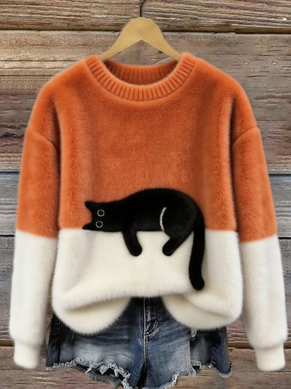 Christine | Pull oversize à imprimé chat