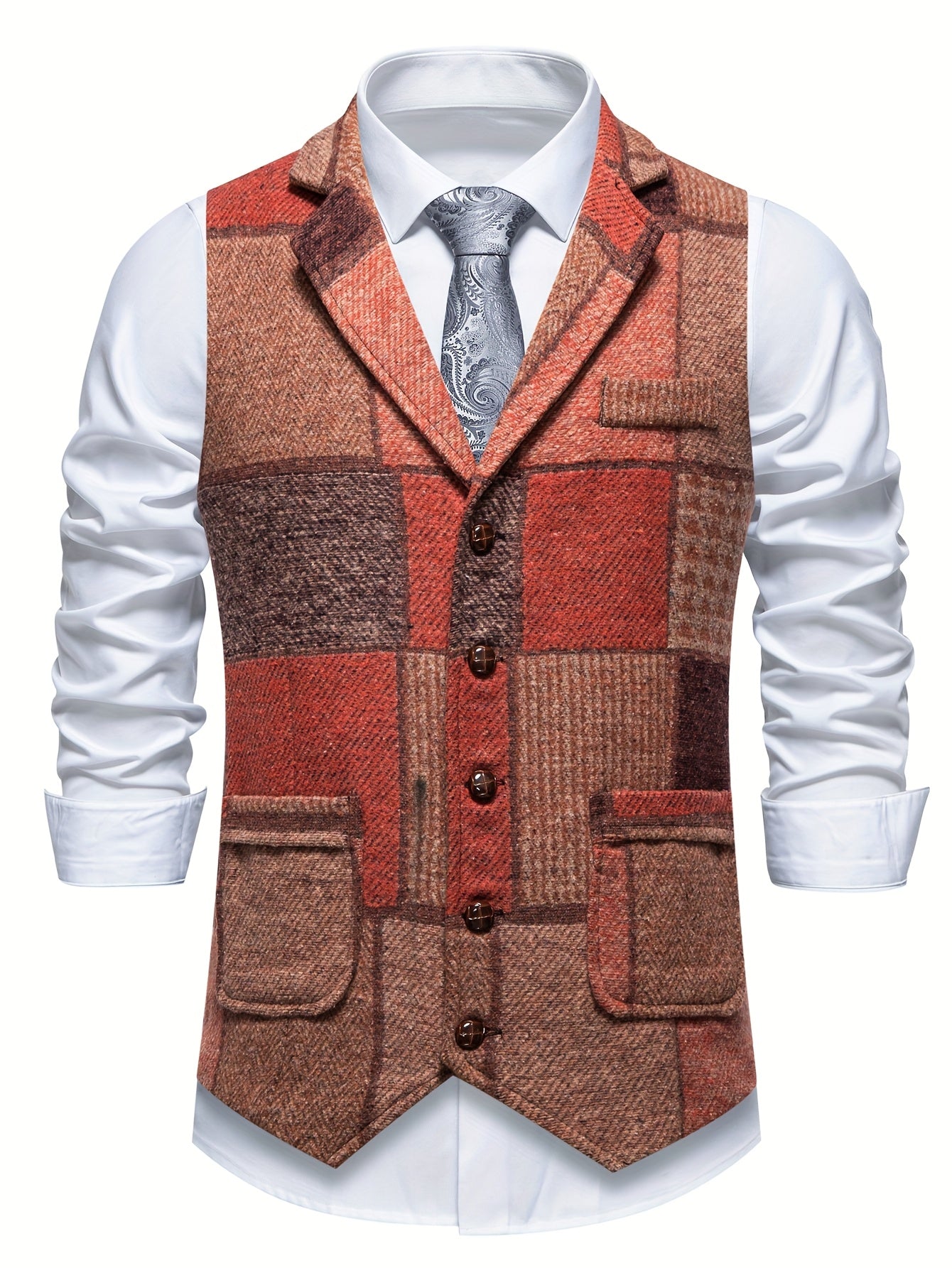 Laurent | Gilet en Tweed à Motif Chevron pour Homme