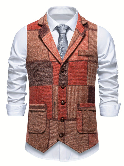 Laurent | Gilet en Tweed à Motif Chevron pour Homme