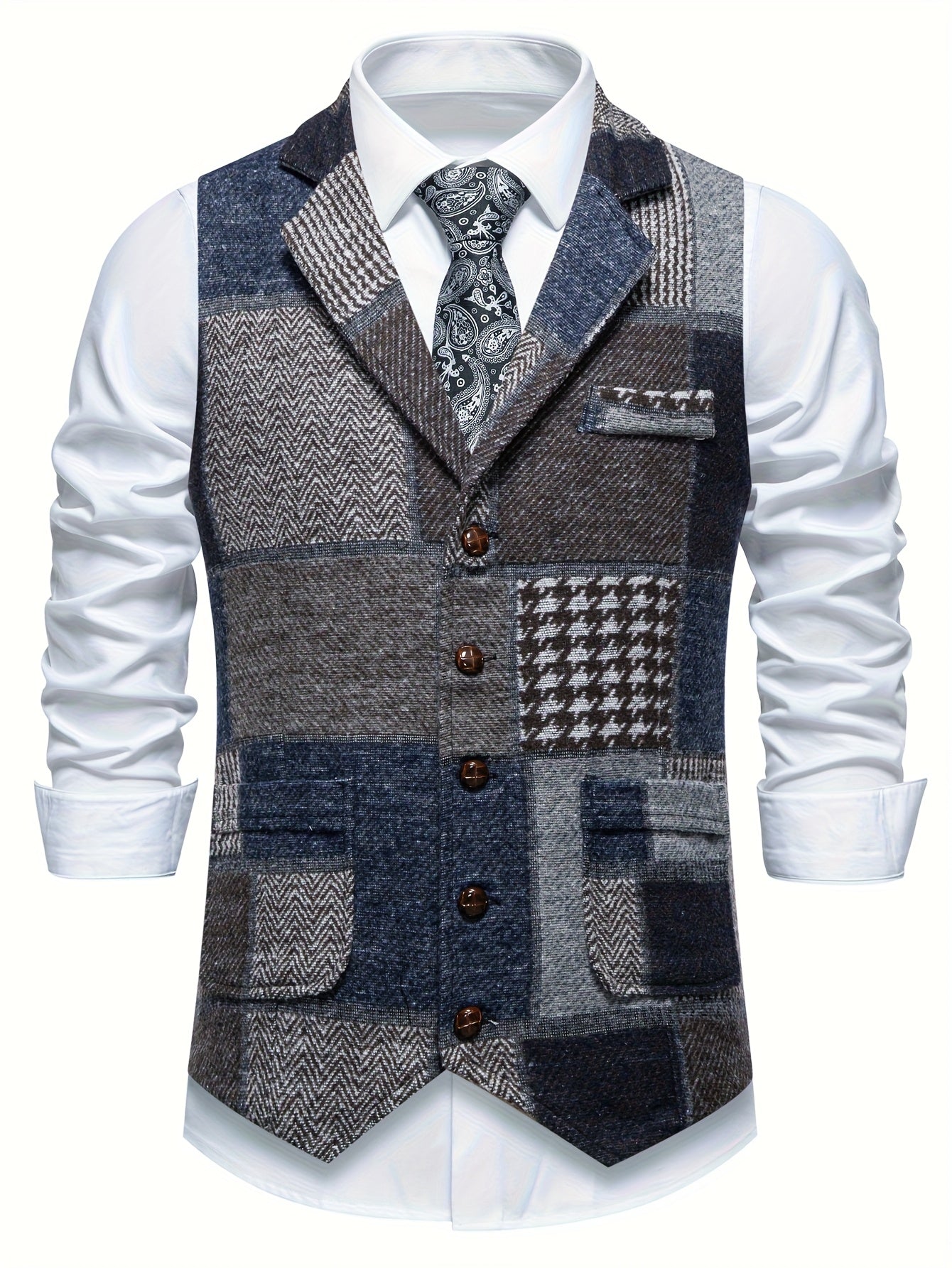 Laurent | Gilet en Tweed à Motif Chevron pour Homme
