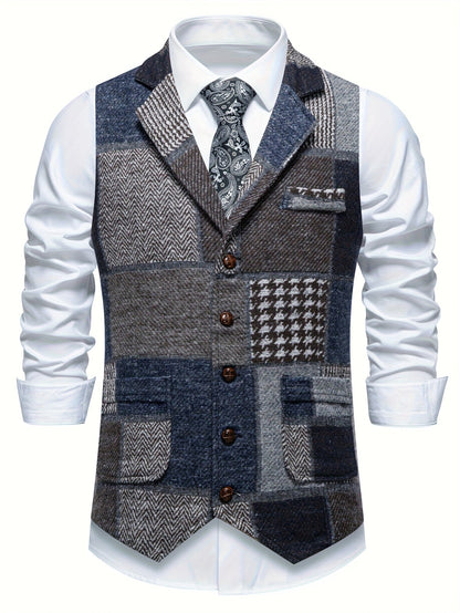 Laurent | Gilet en Tweed à Motif Chevron pour Homme