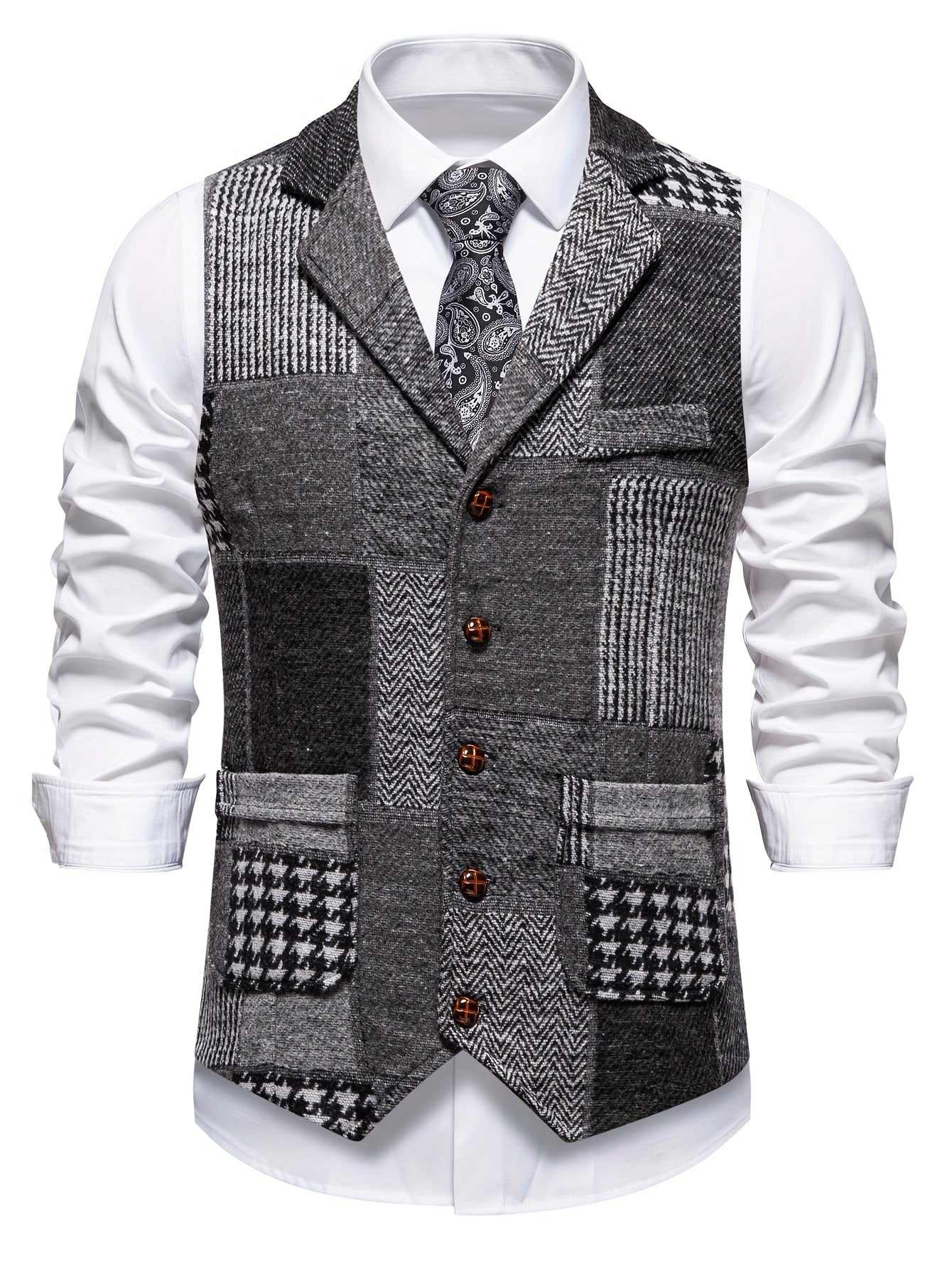 Laurent | Gilet en Tweed à Motif Chevron pour Homme