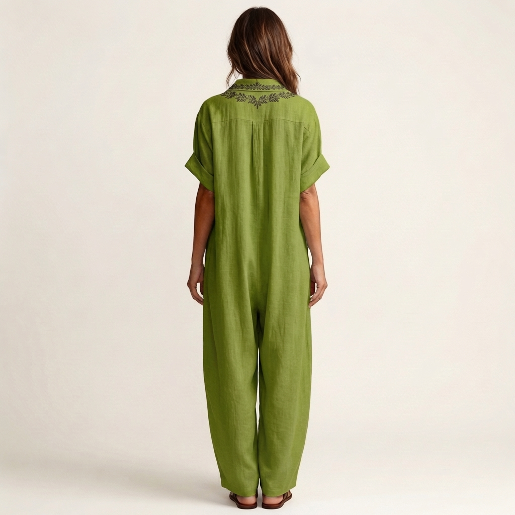 Maxi robe en lin avec broderie