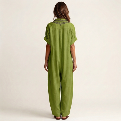 Maxi robe en lin avec broderie