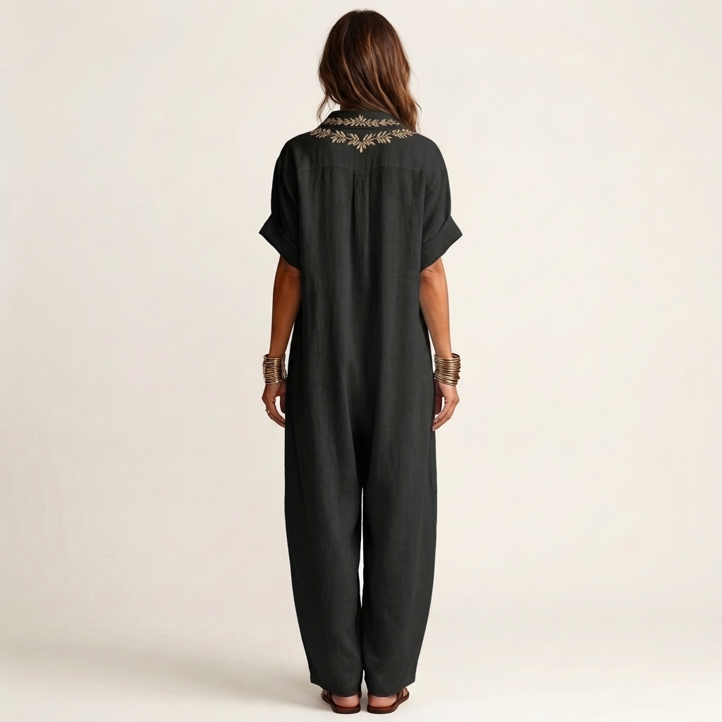 Maxi robe en lin avec broderie