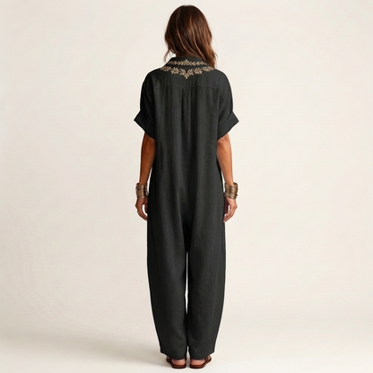 Maxi robe en lin avec broderie