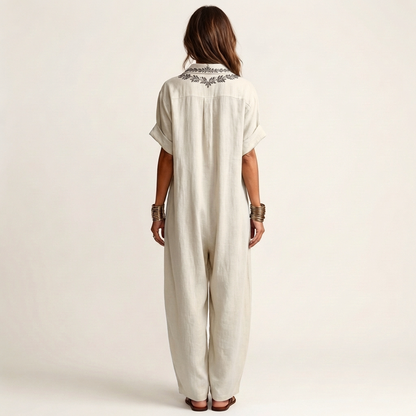 Maxi robe en lin avec broderie