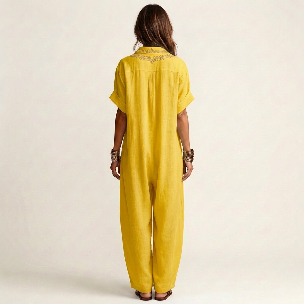 Maxi robe en lin avec broderie
