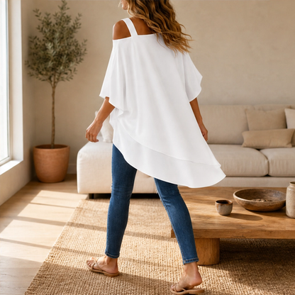 Suzanne | Blouse asymétrique ample à épaules dénudées
