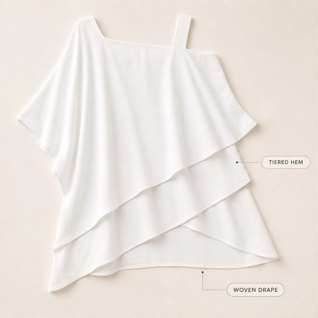 Suzanne | Blouse asymétrique ample à épaules dénudées
