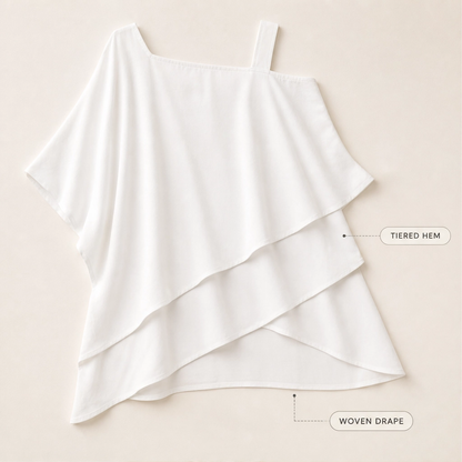 Suzanne | Blouse asymétrique ample à épaules dénudées
