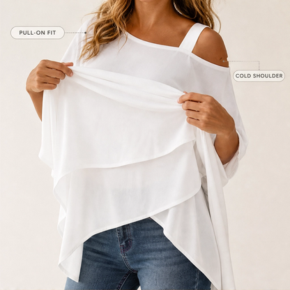 Suzanne | Blouse asymétrique ample à épaules dénudées
