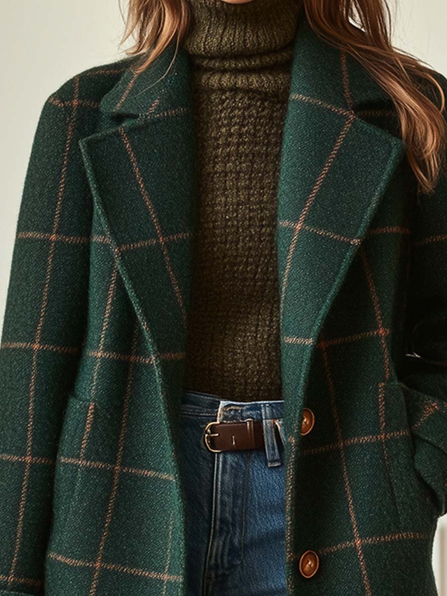 Manteau à carreaux en laine Jennifer