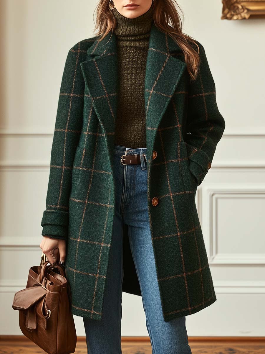 Manteau à carreaux en laine Jennifer